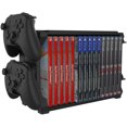 thumbnail image 2 of Games Stand For PS5, PS4, XBOX Series X, XBOX One, Switch, Blu Ray Movie Discs - With 4 Controller Holder - Up To 15 Disc Rack - Universal Gaming Organizer For Playstation And Others, 2 of 3
