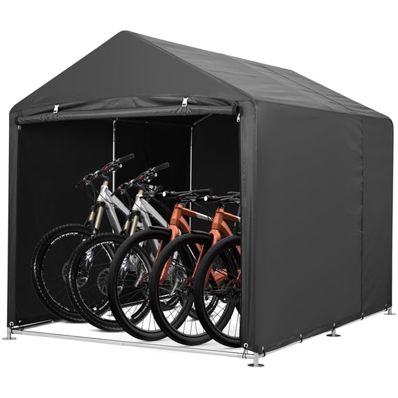 BeesClover Waterproof Bike Storage Shed with 98% UV Protection - 3 Sizes for 1 to 6 Bicycles, Heavy Duty Awning Style Cycle Garage Includes Replacement Covers for Outdoor Use