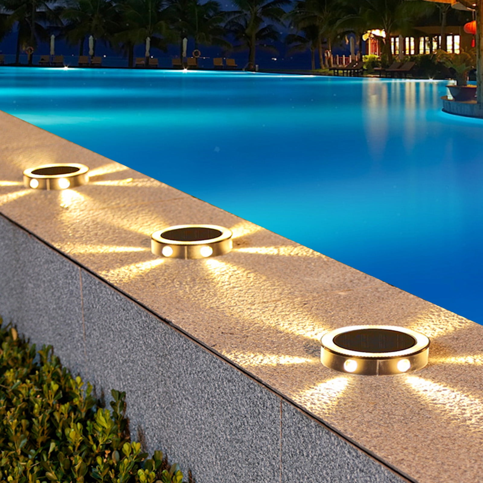 EGNMCR Solar Ground Lights Outdoor With Led Lamp Beads Disk Lights Garden Lights Solar Powered In-Ground Outdoor Landscapes Lighting Solar Light