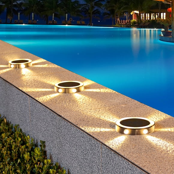 Solar Ground Lights Outdoor With Rechargeable LED Beads,Waterproof and Long Lasting Garden Lamps; Easy Installation for Stairs,Driveways,Patios,Decor