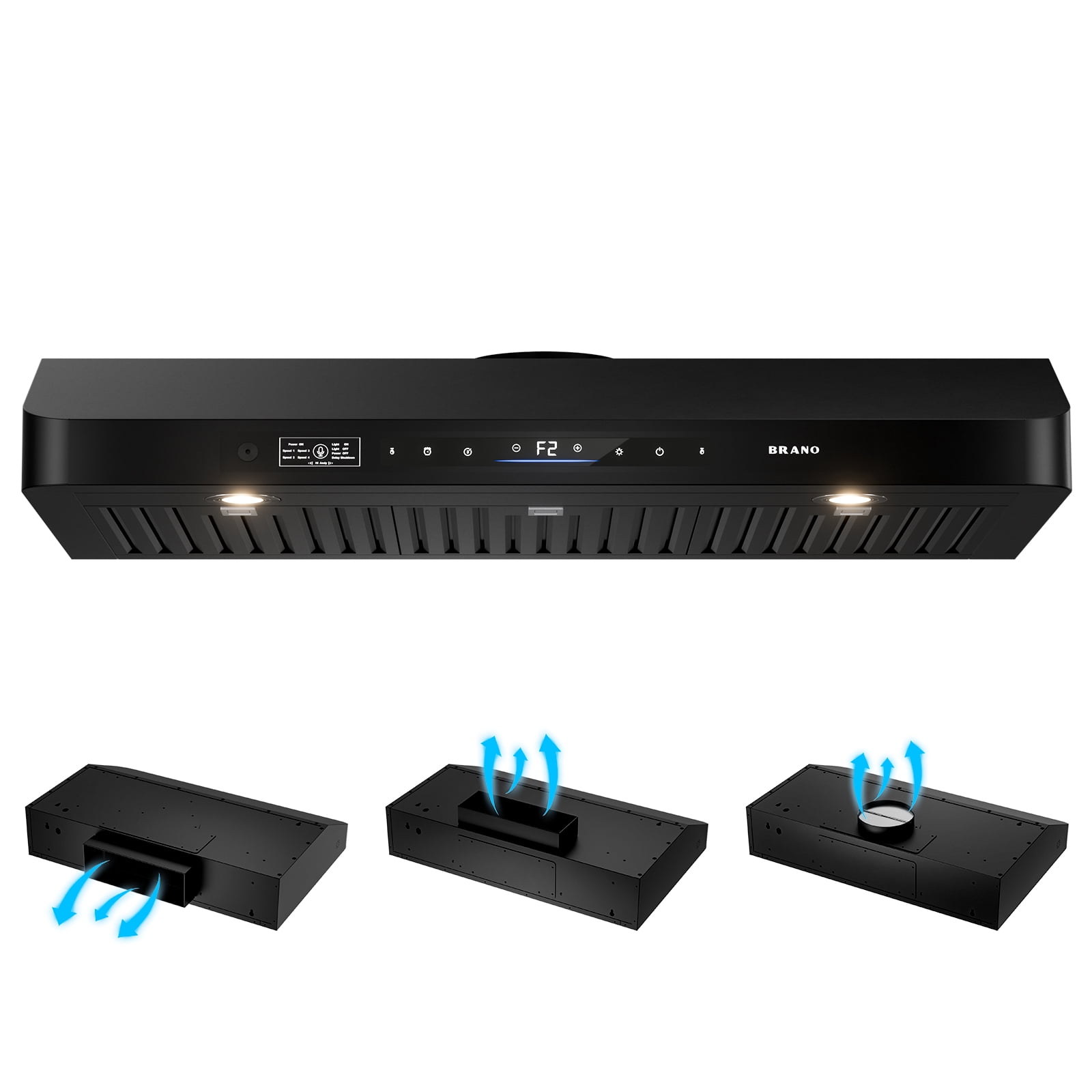 36 In. 900 CFM Ducted Under Cabinet Range Hood In Black Stainless Steel With Dishwasher Filter and LED Lights