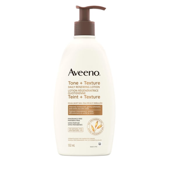 Aveeno Tone and Texture Daily Renewing Lotion, Fragrance-Free, Dry Skin & Keratosis Pilaris, Oat Extract, Vitamin B3