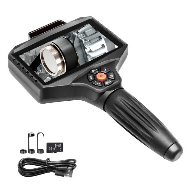 KFFKFF Multi-Lens Borescope, 5'' Display Inspection Cam, Light-Enhanced, 8X Zoom, 1080P HD Split View, 10 LED Endoscope for Auto, Plumbing (16.5FT Cable, 32GB Card Included)