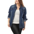 thumbnail image 1 of GRACE & GRANDEUR Women's Plus Jean Jacket Button Closed Cropped Denim Jacket, 1 of 5