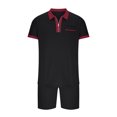 thumbnail image 4 of Birdeem Mens Solid Color Set Shirt Pockets Zip Neck Short Sleeve Top Shorts Casual Sports Two Piece Set, 4 of 6