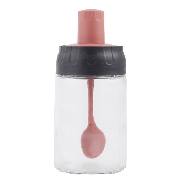 280ml Seasoning Jar Leakproof Moisture-proof Glass Spice Bottle Container with Spoon Stick Brush for Home A Kitchen Tool