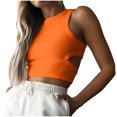 thumbnail image 1 of Yuyuzo Crop Tank Tops for Women Crew Neck Ribbed Knit Solid Color Slim Fitted Athletic Going Put Tops, 1 of 7