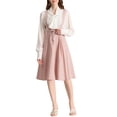 thumbnail image 2 of Unique Bargains Jupe Midi Plissée à Bretelles Rétro pour Femme à Taille Élastique avec Bretelles, 2 of 7