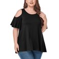 thumbnail image 1 of CHUANK Women‘s Plus Size Cold Shoulder Tunic Top Summer Short Sleeve Blouse, 1 of 7