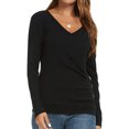 thumbnail image 3 of Women Wrap Front Side Buttons Long Sleeve V Neck Plain Shirt, 3 of 6
