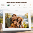 thumbnail image 4 of FPD 10.1 inch WiFi Digital Photo Frame with Frameo App, 1280 x 800 IPS Touch Screen, 32GB Storage, 128GB microSD/TF Card Expansion, Auto-Rotate, Wall Mountable-White, 4 of 12