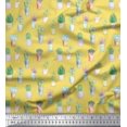 thumbnail image 1 of Soimoi Tissu en Rayonne Jaune Motif Feuilles de Cactus Tissu au Mètre 56 Pouces de Large, 1 of 3