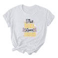 thumbnail image 2 of EGNMCR Shirts Chandails de Pâques pour Femmes Chandails Imprimé de Pâques Imprimé Manches Courtes Décontracté Ample Haut Manches Courtes Col Rond Haut/chemise T - pour Femmes, 2 of 3