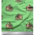 thumbnail image 1 of Soimoi Silk Fabric Leaves,Floral & Elephant Block Print Fabric by The Yard 42 Inch Wide, 1 of 3