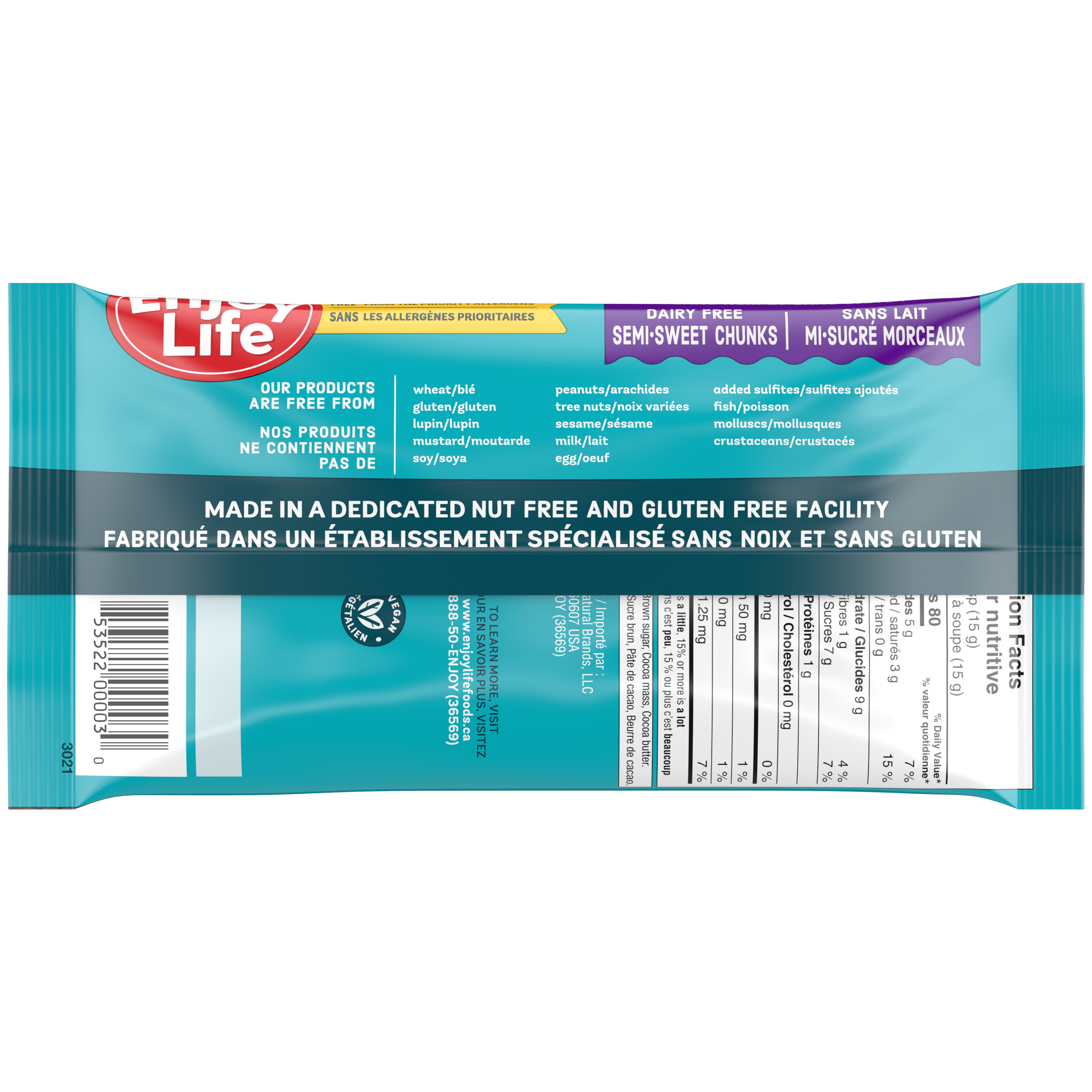 Enjoy Life Semi-Sweet Mega Chocolate Chunks, Gluten Free, Peanut Free, Tree Nut Free, Milk Free, Soy Free, Non-GMO,  283g