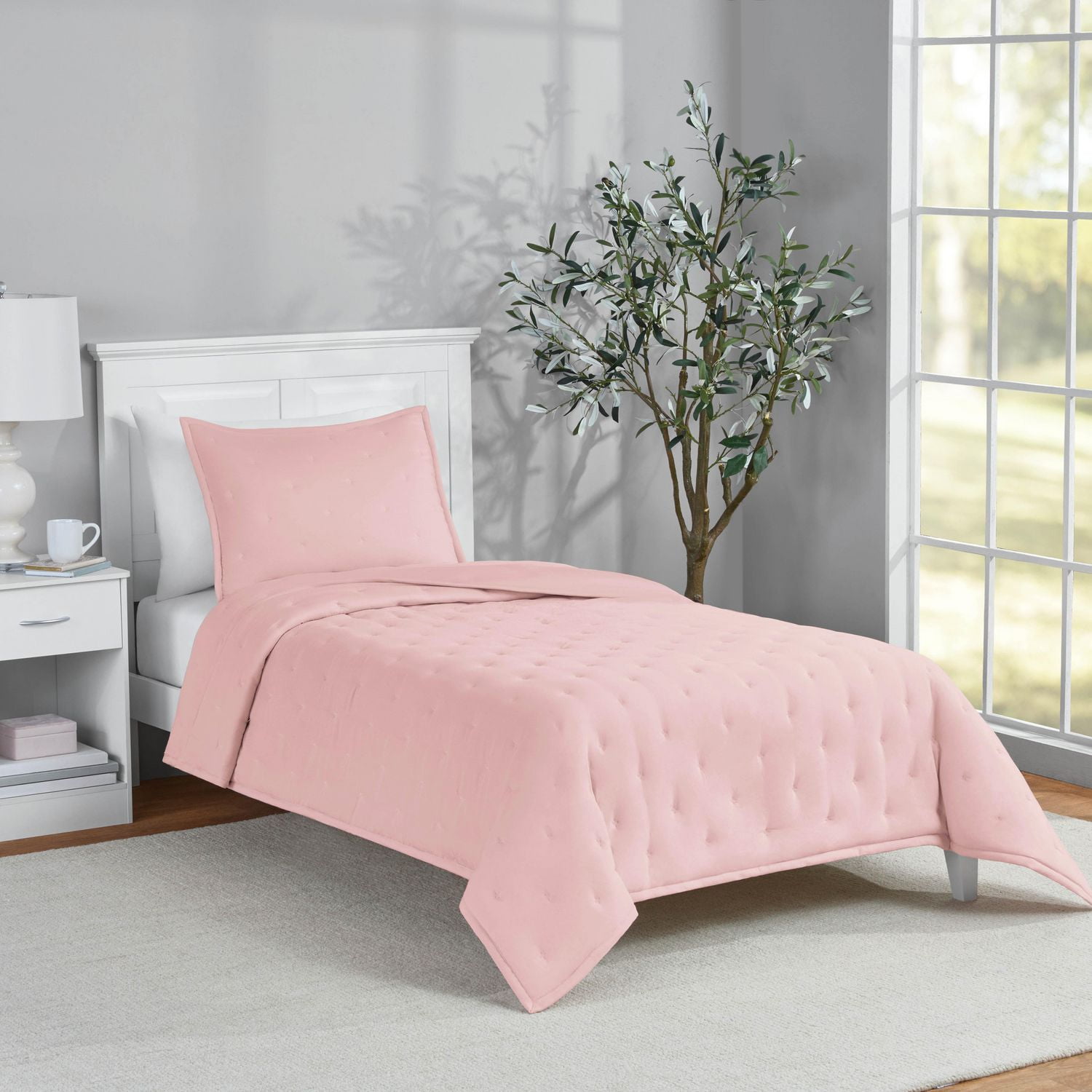 Ensemble de couette Mainstays format Queen, doux, léger et toutes saisons, 3 pièces, rose