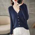 thumbnail image 5 of Cardigan Manteau Doux en Tricot pour Femmes, Mode Durable, Printemps et Automne, Décontracté, Ample, Uni, Manches Longues, Col en V, à Boutons - Hontri, 5 of 5