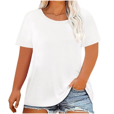 cfhntfmh Plus Size Summer T Shirts Women Tops Short Sleeve Round Neck Casual Loose Tees Oversized Tshirts Tunic for Women