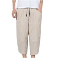 thumbnail image 2 of Jovati Cropped Pants for Men, Cotton Linen Blend, Drawstring Waist, 2 Front Pockets, Breathable Summer Wear, Loose Fit, Machine Washable, 2 of 6