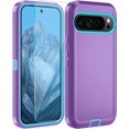 thumbnail image 5 of KOMI for Google Pixel 8 Case, with HD Tempered Glass Screen Protector, Heavy Duty Shockproof Drop Protective Rugged Tough Durable Phone Cover with Belt Clip-Light Purple/Sky Blue, 5 of 5