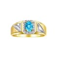thumbnail image 1 of RYLOS Men's Rings 14K Yellow Gold Classic 7X5MM Oval Gemstone & Diamond Ring Blue Topaz December Birthstone Rings For Men Size 8, 1 of 7