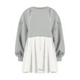thumbnail image 4 of Womens Oversized Sweatshirt Dress Long Flowy Patchwork Pullover Tops Cute Drop Shoulder Sweatshirts Fall Long Sleeve Mini Dress Teen Girls Crewneck Solid Tunic Pleated Loose Clothing Beig, 4 of 5