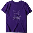thumbnail image 5 of LUOGENLI T-shirts pour Femme pour Femmes T-shirts Décontractés de Pâques pour Femmes Mignon Lapin et Fleur Imprimé Col Rond Manches Courtes T-Shirt Ample Blouse Hauts 4TG T-shirts pour Femmes T-shirts Graphiques Vêtements d'Été Violet G, 5 of 5