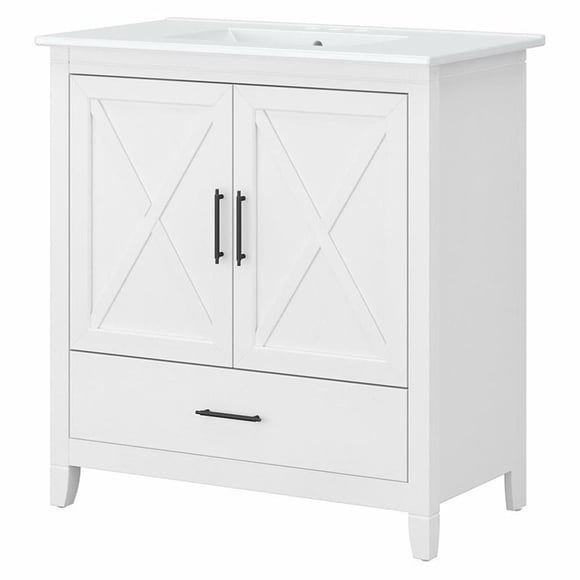 Pemberly Row 32"W Engineered Wood Bathroom Vanity Cabinet in White Ash
