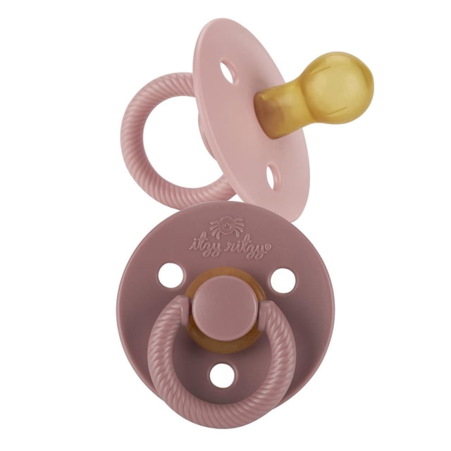 Itzy Ritzy Itzy Soother Natural Rubber Pacifier, Blossom and Rosewood, for Infants, 0+ Months