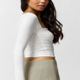 thumbnail image 3 of Women‘s Bodycon Square Neck Long Sleeve Shirts Slim Fit Tops Basic Blouse Tee Tops, 3 of 6