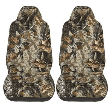 2pcs Hunting Camouflage Automotive Car Seat Covers Front Set, Universal Fit High Back Seat Covers For Cars, Auto, Trucks, SUV, And Van
