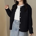 thumbnail image 2 of Mepaouo Girls Cardigan Sweater School Uniforms Toddler Long Sleeve Button Knit Solid Sweaters Tops Black 90, 2 of 5