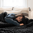 thumbnail image 1 of Comtest Chunky Knit Throw Blanket Chenille, Black, 50"x60"(Office Size), 1 of 6