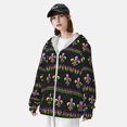 thumbnail image 3 of Vsdgher Mardi Gras Fleur de Lis Print Adult Hoodie Shirts Rash Guard for Men Women,Long Sleeve Sun Protection Fishing Shirts for Athletic Running Swim-X-Large, 3 of 7