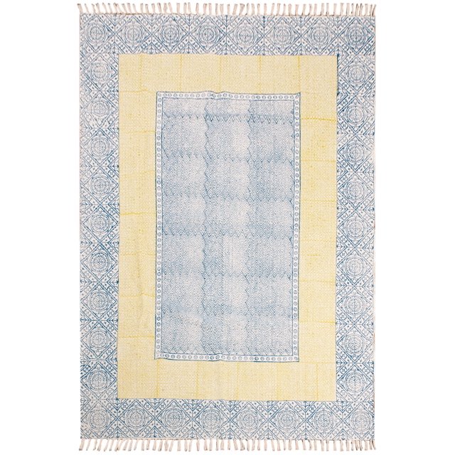 Casavani Hand Made Durrie Home Dcor Area Rug, Blue 12x12 Ft