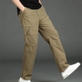 thumbnail image 4 of Tumotour Cargo Pants For Men Solid Color Casual Joggers Pants Drawstring Work Pants Hiking Outdoor Track Jogging Sweatpants Pants With Pockets, 4 of 5