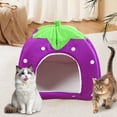 thumbnail image 2 of C 10.24X10.24 Inch Pet Shelter Yurt Bed Strawberry Design Warm For Cats, 2 of 8