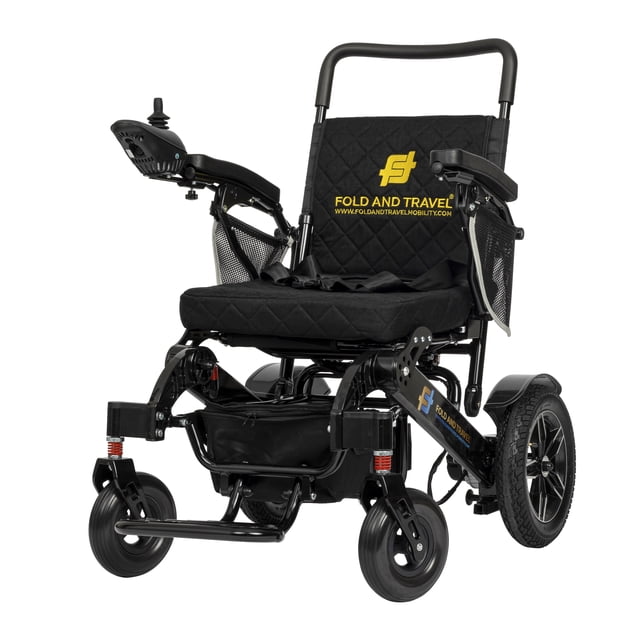 Fauteuil Roulant Électrique Pliant et de Voyage Léger Fauteuil Roulant Électrique Trottinette de Mobilité Motorisée Fauteuil Roulant. Ce Fauteuil Roulant Électrique compact et portable Présente un Cadre Noir avec des Coussins d'Assise et de Dossier Respirants, Équipé d'Un joystick Détachable pour un Contrôle à 360 Degrés. Il Comprend des Roues avant de 8 Pouces et des Roues Arrière de 12,5 Pouces Résistantes à l'Usure pour une Utilisation Tout-Terrain. le Fauteuil Roulant Supporte jusqu'à 330 Lb, Se Replie en 3 Secondes, et Est Alimenté par Deux Moteurs de 250 W avec une Batterie au lithium Offrant une Autonomie de 15 Miles. Comprend une Ceinture de Sécurité, des Roues Anti-Basculement et une Télécommande Bluetooth pour une Commodité Accrue. Convient à une Utilisation Intérieure et Extérieure, avec un Rayon de Braquage de 33 Pouces
