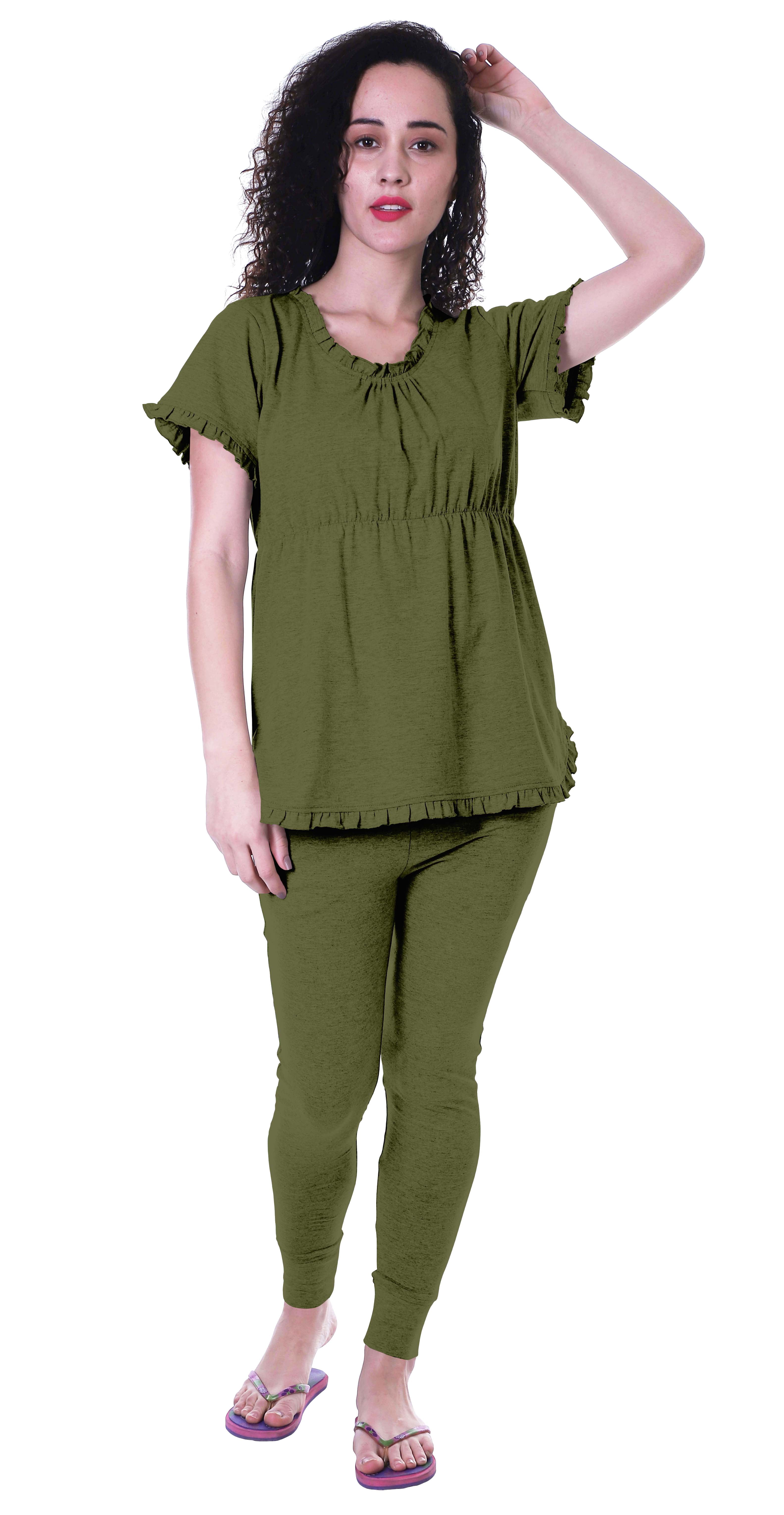 Moomaya Ensemble de Nuit pour Femmes Pyjama en Coton Tenue de Sommeil 2 Pcs Chemises de Nuit