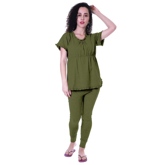 Moomaya Ensemble de Nuit pour Femmes Pyjama en Coton Tenue de Sommeil 2 Pcs Chemises de Nuit