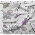 thumbnail image 2 of Soimoi Musical Instruments Print, Silk Fabric, Decor Sewing Fabric by The Yard 42 Inch Wide,Decorative Fabric for Shirts Suits Ties, White, 2 of 5