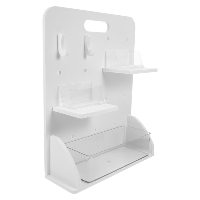 DEEPCRAFF 1Set White Office Pegboard Storage System for Desktop with Vertical Multi Item Organizer