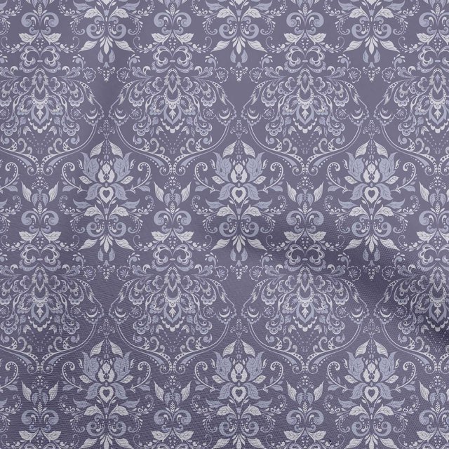 oneOone Rayon Grayish Purple Fabric Damask Sewing Material Print Fabric By The Yard 56 Inch Wide
