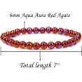 thumbnail image 2 of Bracelet Extensible Unisexe en Perles Rondes de 6 mm en Pierre Précieuse d'Agate Rouge Aura Aqua Naturelle 7 Pouces, 2 of 3