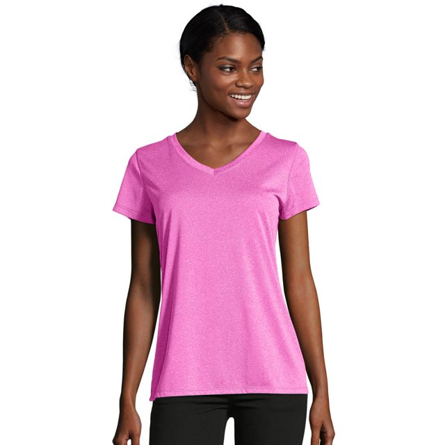 Hanes Womens Sport Heathered Performance V-Neck Tee, 2XL, Fresh Berry Heather