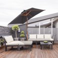 thumbnail image 3 of Outsunny 6.6x5ft Fir Wooden Patio Umbrella with Tilt Mechanism Bamboo Ribs, 3 of 11