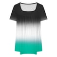 thumbnail image 4 of UPPADA Tuniques pour Femmes Grande Taille à Manches Courtes, Col Rond, Chemises Décontractées Douces, Blouse Boutonnée, Henley, Chemises Plissées, Tuniques Tendance, Vert Armée, TTTG, 4 of 5