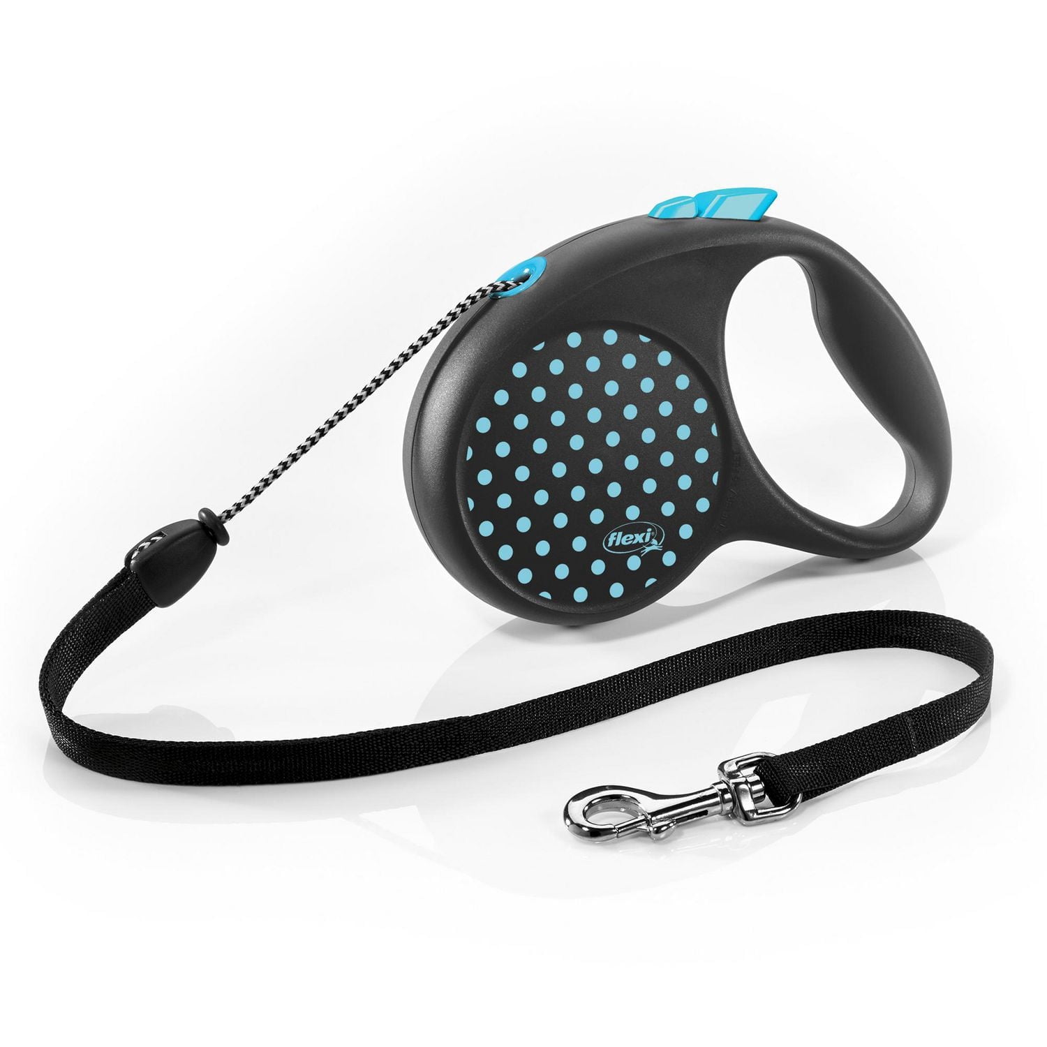 Flexi FUN Dots Medium Retractable Dog Leash, Blue, 5m/16ft