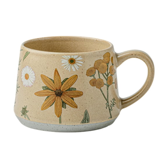 Luzkey Tasse en Céramique Gobelet d'Eau Motif Floral avec Grande Poignée Boissons Chaudes Créatives pour Maison Bureau Vaisselle de Boisson Tasse à Café Thé Tasse à Café B
