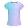 thumbnail image 4 of Pompotops Femmes Décontracté Dégradé Couleur Manches Courtes T-Shirt Tunique Chemisier Tops, 4 of 5